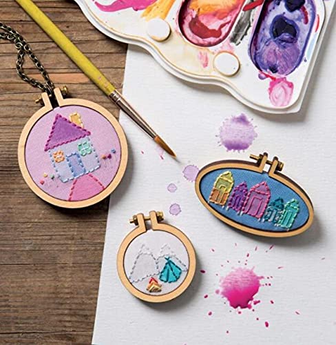 Tiny Round Wooden Embroidery Hoop Frame Kit Miniature Hoops Jewelry DIY Mini Oval Hoop Necklace Brooch Hoop Succulents Pendant Gift (Set of 12)