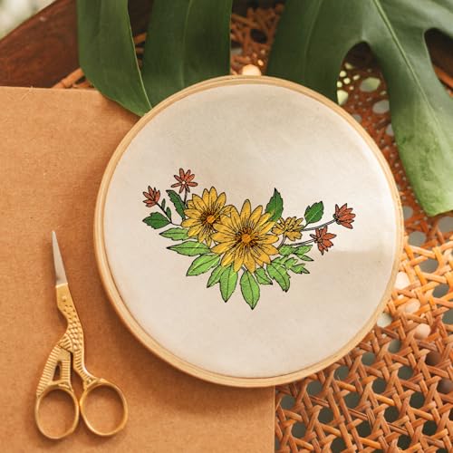 ORIGACH 4 Sheets Water Soluble Embroidery Patterns Stabilizers - Pre-Printed 4 Styles Corner Flowers Designs - Stick & Stitch Embroidery Paper for Hand Sewing Lovers - color: Corner Flowers