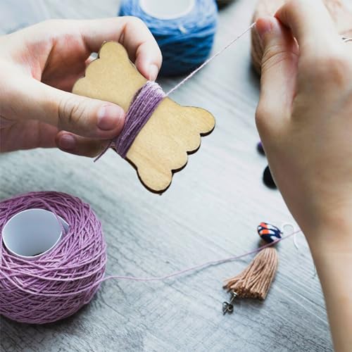 Marsrut 100 Pieces DIY Embroidery Thread Floss Bobbin Organizer Wooden Ribbon Twine Reel for Cross Stitch Cotton Craft Sewing Storage Holder Card, thread-bobbins-100pcs-230424