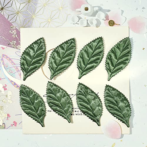 YYCRAFT Pack of 80 Padded 2-Faced Satin Velvet Leaf Appliques/Craft - color: Dark Green