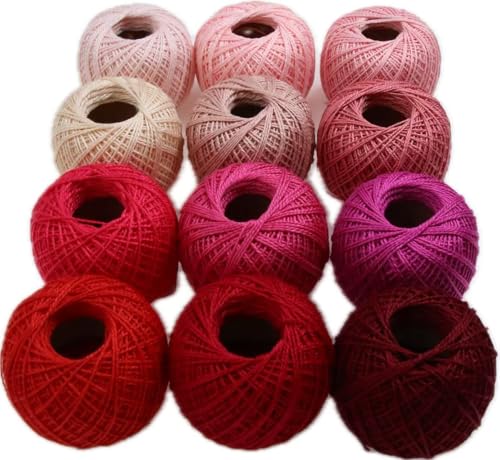 KCS Mercerized Pearl Cotton Thread Size 8 Crochet Needlework Embroidery Threads Ball (12, 12balls07) - color: 12balls07