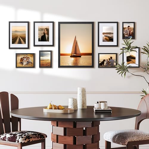 HappyHapi 4x6 Picture Frame Set of 5, Wall or Tabletop Display, Black - color: Black, size: 4x6