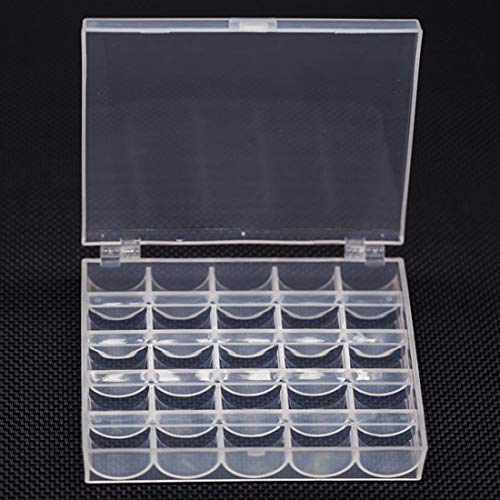 Bobbin Box,Machine Bobbin Organizer Plastic Case,Transparent 25 Slots Empty Bobbins Spools Box，Sewing Craft Plastic Case Storage Box for Sewing Machine - size: 2Pack