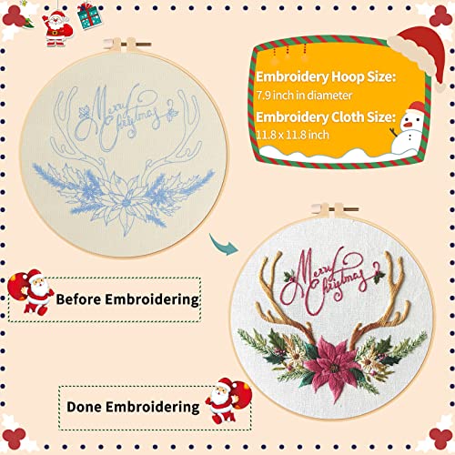 Canlierr 10 Sets Christmas Embroidery Kit, DIY Cross Stitch, Classic Style - style: Classic Style