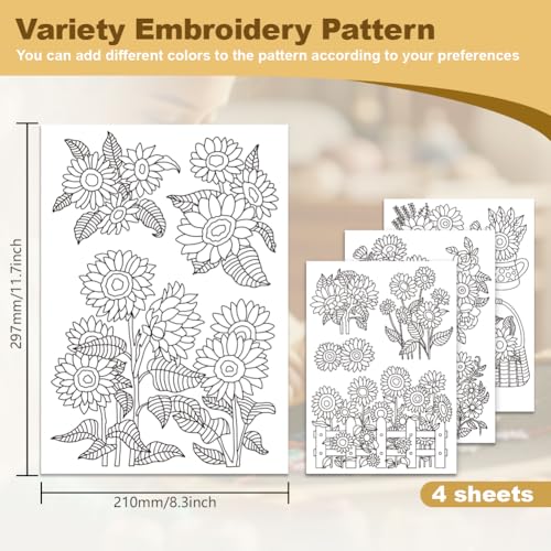 18Pcs Sunflower Bouquet Water Soluble Hand Sewing Stabilizers - style: Sunflowers Bouquets