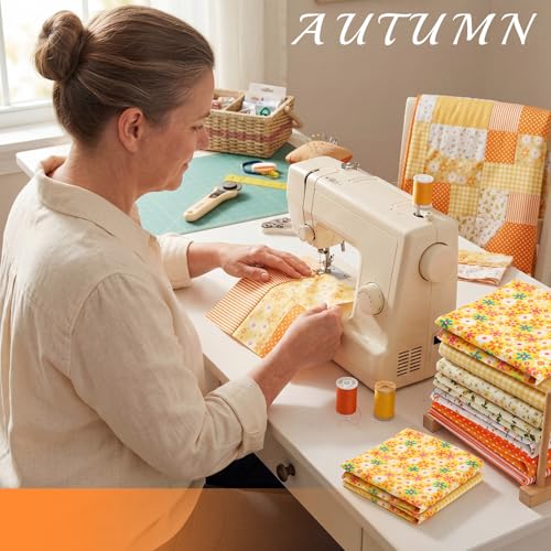 Kingdder 15 Pcs 20 x 20 Cotton Fabric Orange Square Quilting Patchwork Assorted Patterns Fabric Fat Quarter Colorful Printed Square Patchwork Fat Bundles for DIY Crafts Cloths Handmade Supplies - style: Orange