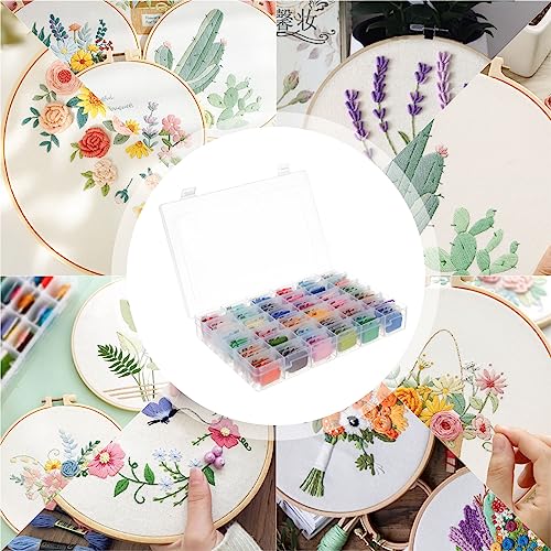 Rumhut 2 Pack Embroidery Floss Organizer with 216 Pcs Embroidery Floss, Floss Windern and Floss Number Stickers for Craft DIY Embroidery Sewing Storage