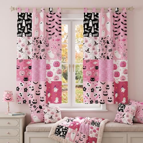 Hosuly 40 Pcs Cute Pink Halloween Fabric Jelly Quilting Bat Strips Roll - color: Pink Halloween