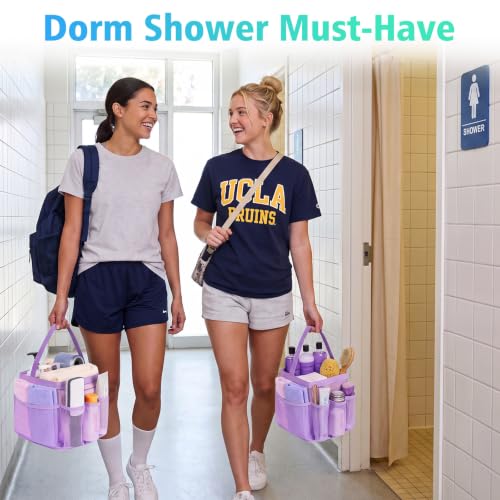 EUDELE Mesh Shower Caddy Portable for College Dorm Room Essentials,Portable Shower Caddy Dorm with 9-Pocket Large Capacity, Shower Bag for Beach, Swimming, Gym, Travel essentials, Purple - color: All Purple