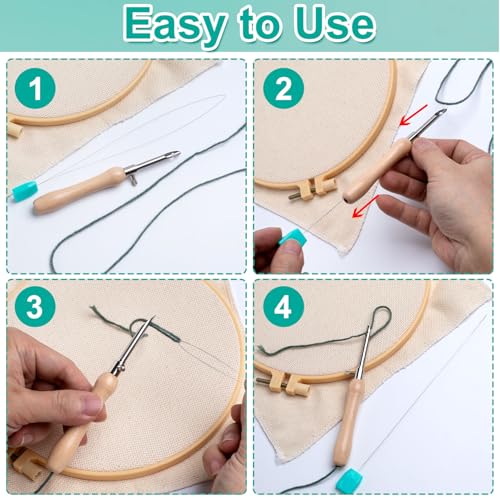 Pndeyo 8pcs 9.05" Long Punch Needle Threaders, Blue - color: 9.05" Long-Blue