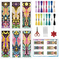 INFUNLY 6Pcs Cross Stitch Bookmark Kit 3x8.5 Inch Butterfly Stamped Embroidery Starter Set for Adults DIY Fabric Needlepoint Bookmark with 16 Colors Floss Scissor Threader Backing Felt for Book Lovers - style: Butterfly