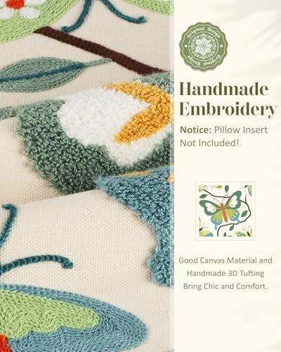 Embroidered Throw Pillow Cover 18x18 Inch, Branch Butterfly - color: Branch-butterfly, size: 18" x 18" (Pack of 1)