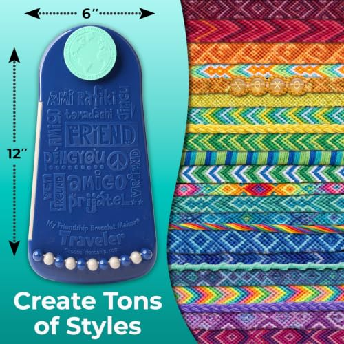 Choose Friendship Bracelet Making Kit – 20 Pre-Cut Threads, Portable Loom with Storage, Makes 8 Bracelets, Craft Gift for Kids Ages 8+, Dark Blue “Blueberry” - color: Blueberry