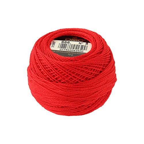 DMC Pearl Cotton Balls, Size 8, Bright Christmas Red - color: Bright Christmas Red, style: 8 Thread Count