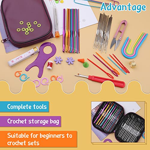 IMZAY 110 Pcs Crochet Hooks Set 0.6–6.5mm Crochet Needles for Yarn - color: Purple, size: 110 Pcs