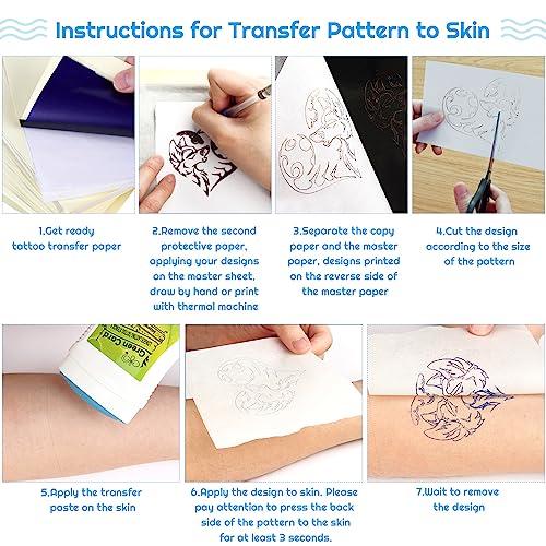 Tattoo Transfer Paper, Cridoz 35 Sheets Stencil Transfer Paper for Tattooing, A4 Size - size: 8.25 x 11.75 Inch (Pack of 35)