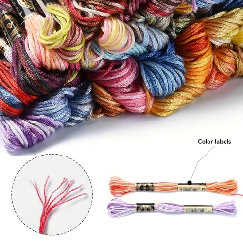 Cross Stitch Floss 10 Skeins Variegated Embroidery String 6 Strands Segment Dyed Polyester for Friendship Bracelet Needlepoint Sewing Knitting Crafts (Light Steel Blue) - color: Light Steel Blue
