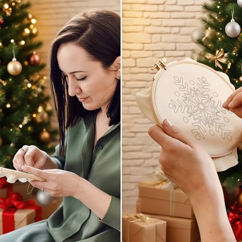 ORIGACH 8 Pcs DIY Christmas Snowflakes Embroidery Kit for Beginners - style: Snowflakes