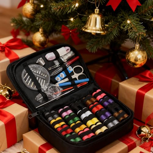 Sewing Kit 158-Piece, Christmas Stocking Stuffers for Adults, Portable Sewing Supplies with 40 Threads, Needles, Scissors | Emergency Repair Gift for Women, Teens, Beginners, Travel - color: 158pcs