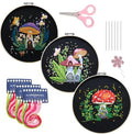 Meecaa 3 Pieces Mushroom Butterfly Flower Embroidery Kit Starter Set, Hand Embroidery Set,Pattern Printed Cross Stitch Set for Beginner Adults, with Embroidery Hoop and Instructions (Mushroom) - color: Mushroom