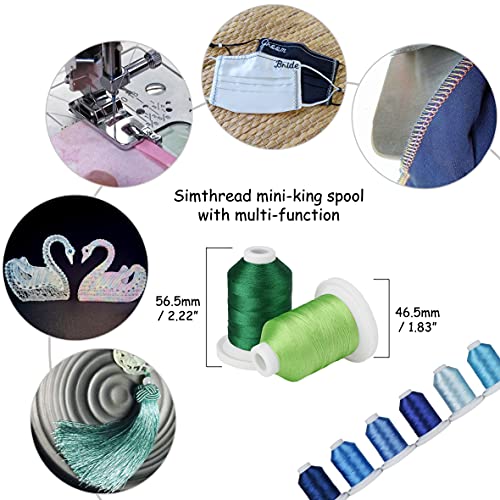 Simthread Embroidery Thread with Storage Box - 800 Yards/Spools - color: Blue Colors