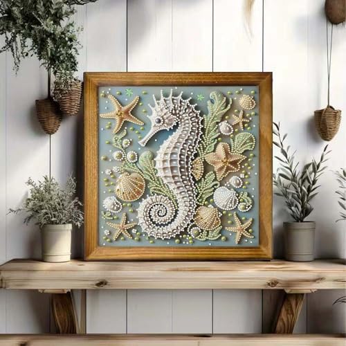 ZQEATRY 5D Special Shape Diamond Art Kits for Adults,Animal Seahorse Diamond Painting Kits for Beginners,DIY Gem Art Crystal Rhinestones Painting Kits for Home Wall Decor 12×12inch - color: XJ116