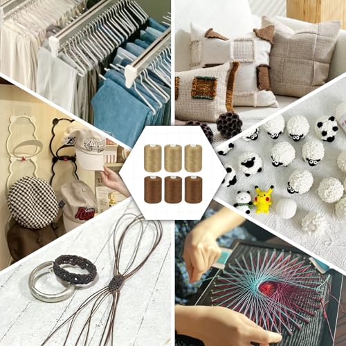 Brown Thread for Sewing, 6 Spools of 1000 Yards Polyester Quilting Thread - color: DarkBrown+Khaki