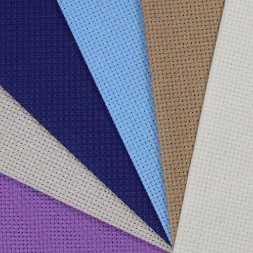 KCS 6 pc of 12" x 18" (30cmx45cm) 14 Count Cotton Aida Cloth Cross Stitch Fabric (14CT-C) - color: 14ct-c