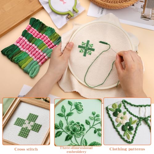 Embroidery Floss,12 Skeins Green Series Bracelet Embroidery Thread - color: Green Series