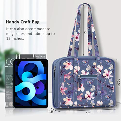 FINPAC Sewing and Craft Supplies Storage Tote Bag with Clear Pockets - color: Blooming Hibiscus