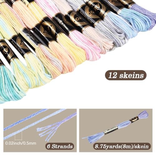 12 Skeins 105 Yards Colorful Friendship Bracelet String for Craft - color: Light Color Schemes
