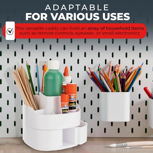 Masirs Small 360 Rotating Makeup Organizer, 5 Compartments, Square White - color: Square White