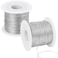 Metallic Cord 218 Yards 1mm Silver String Twine Metallic Tinsel Thin Ribbon Rope Silver Thread String for Crafts Bracelet Necklace Jewelry Making Gift Wrapping Christmas Ornaments Hanging Decor 2 Roll - style: silver