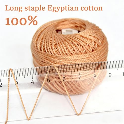 Double Mercerized Egyptian Long Staple Cotton Pearl Thread Ball 10 Grams Rainbow Color Embroidery Thread 10 Colors per Box for Crochet Hardanger Cross Stitch Hand Embroidery,Light Flesh Color Series - color: Light flesh color series