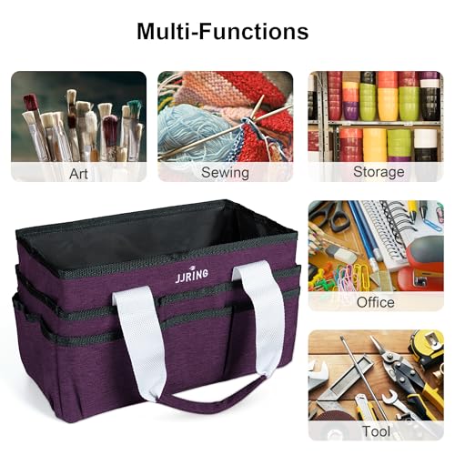JJRING Craft Organizer Tote Bag Art Storage Caddy Deep Purple - color: Deep Purple, size: Small