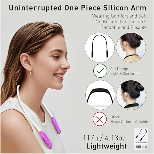 Neck Reading Light, 3 Color & Brightness Adjustable Book Light for Reading in Bed, Hands-Free, Lightweight, USB C Rechargeable, Eye-Caring, Perfect for Crafts, Camping, Kids & Adults (purple) - color: Purple