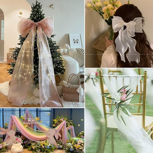 White Organza Fabric by The Yard, 44" Wide Sheer Fabric 3 Yards - color: White, size: 3 yard pre cut