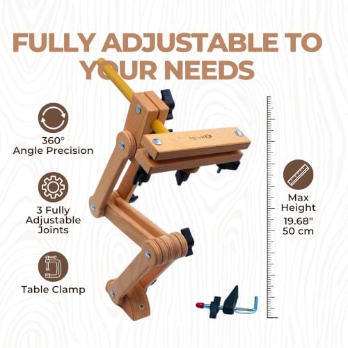 Nurge Adjustable Table Clamp Embroidery Stand with Wooden Head - size: Table Clamp