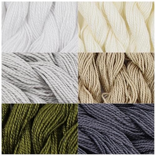 KCS 162 Yards(150 Meters) Mercerized Pearl Cotton Crochet Needlepoint Thread,Size 5,6 skeins,Mixed Color 12 - color: 6color12, size: 6 skeins