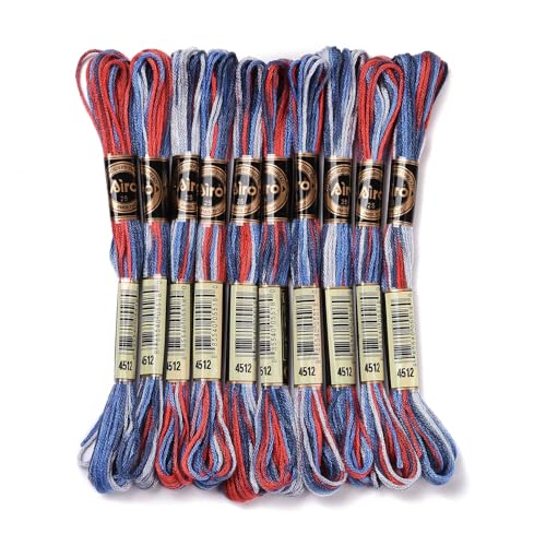 10 Skeins Royal Blue 0.5mm 6-Ply Polyester Embroidery Floss Cross Stitch Threads Segment Dyed Gradient for DIY Craft Hand Sewing Knitting DIY Crafts Jewelry Making 8.75 Yards(8m)/Skein - color: Royal Blue