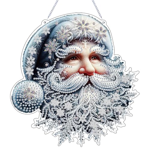 Santa Claus Diamond Art Hanging Kit for Adults, DIY Diamonds Painting Door Hanger Board Kit, Special Acrylic Diamond Art Painting Pendant Ornament - color: Santa Claus