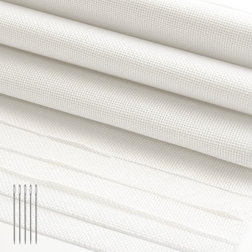 Kaitiaki 18 Mesh Needlepoint Canvas 8 x 8 Inch, 8 Pack 100% Cotton 18CT Blank White Sheets with 5 Needles, Boxed No-Fold Refill Pack for DIY Needlepoint Embroidery Crafts - color: White 18mesh-8x8 in