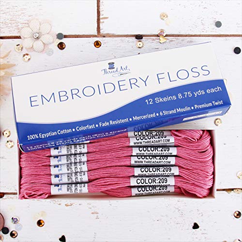 12 Skeins ThreadArt Cotton Embroidery Floss, Dusty Rose - color: Dusty Rose