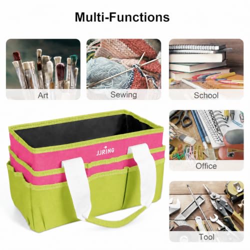JJRING Craft Organizer Tote Bag Art Storage Caddy Bright Green and Red - color: Bright Green&Red, size: Small