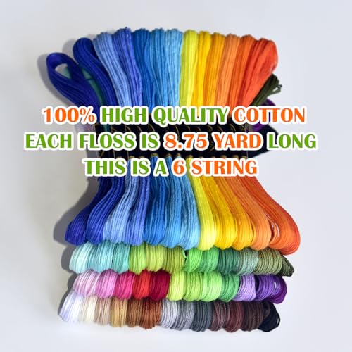 Friendship Bracelet String 50 Skeins Rainbow Color Embroidery Floss Cross Stitch Embroidery Thread Cotton Floss Bracelet Yarn, Craft Floss(Classic Color)