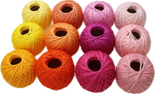 KCS Mercerized Pearl Cotton Thread Size 8 Crochet Needlework Embroidery Threads Ball (12, 12balls20) - color: 12balls20