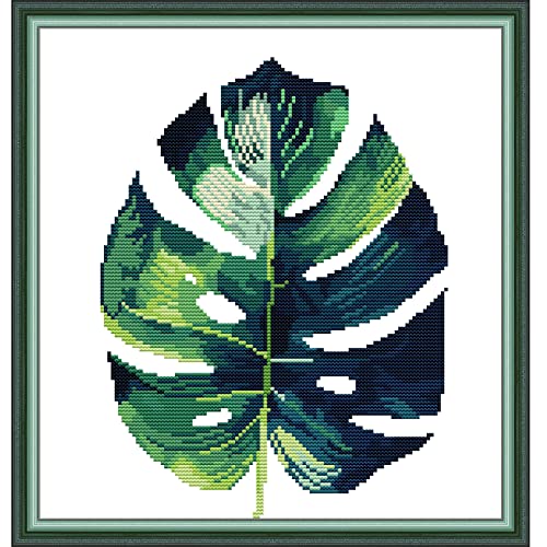 Svarog Stamped Cross Stitch Kits Beginners Full Range of Embroidery Patterns Starter Kits for Adult or Kids DIY Cross Stitches Needlepoint Kits 14CT-Green Plant（4） 12.2x12.6 inch - color: Green plant（4） 12.2x12.6 inch
