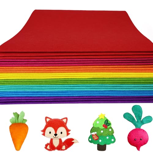 24 Pcs Wool Blend Felt Sheets Bulk, 12"x35", 1MM Thick - color: Rainbow Series