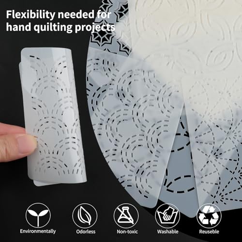 30 Pcs Reusable Plastic Sashiko Stencil, 4.7 x 4.7 Inch Geometric Sashiko Pattern Template for Drawing Line, Quilting, Embroidery, Sewing, Hand Quilting