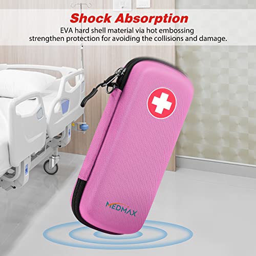 MEDMAX Epipen Medical Carrying Case, Hard Shell EVA Shock Absorption Travel Medication Organizer Bag Emergency Medical Pouch Holds 2 EpiPens, Asthma Inhaler, Auvi-Q, Allergy Supplies (Pink) - color: Pink